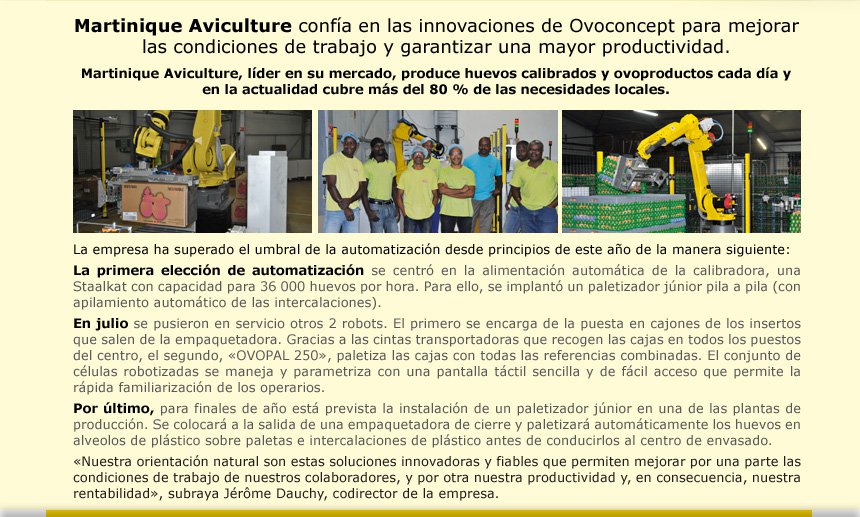 Martinique Aviculture confía en las innovciones de Ovoconcept