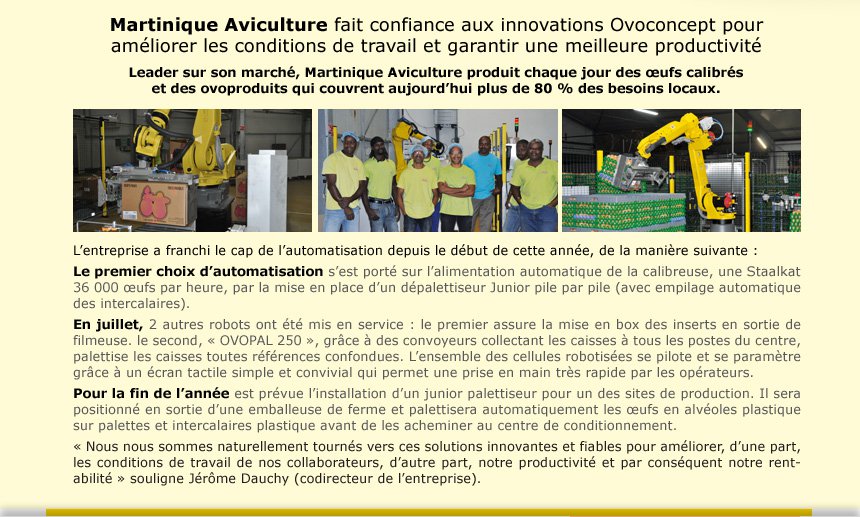 Martinique Aviculture fait confiance aux innovations Ovoconcept
